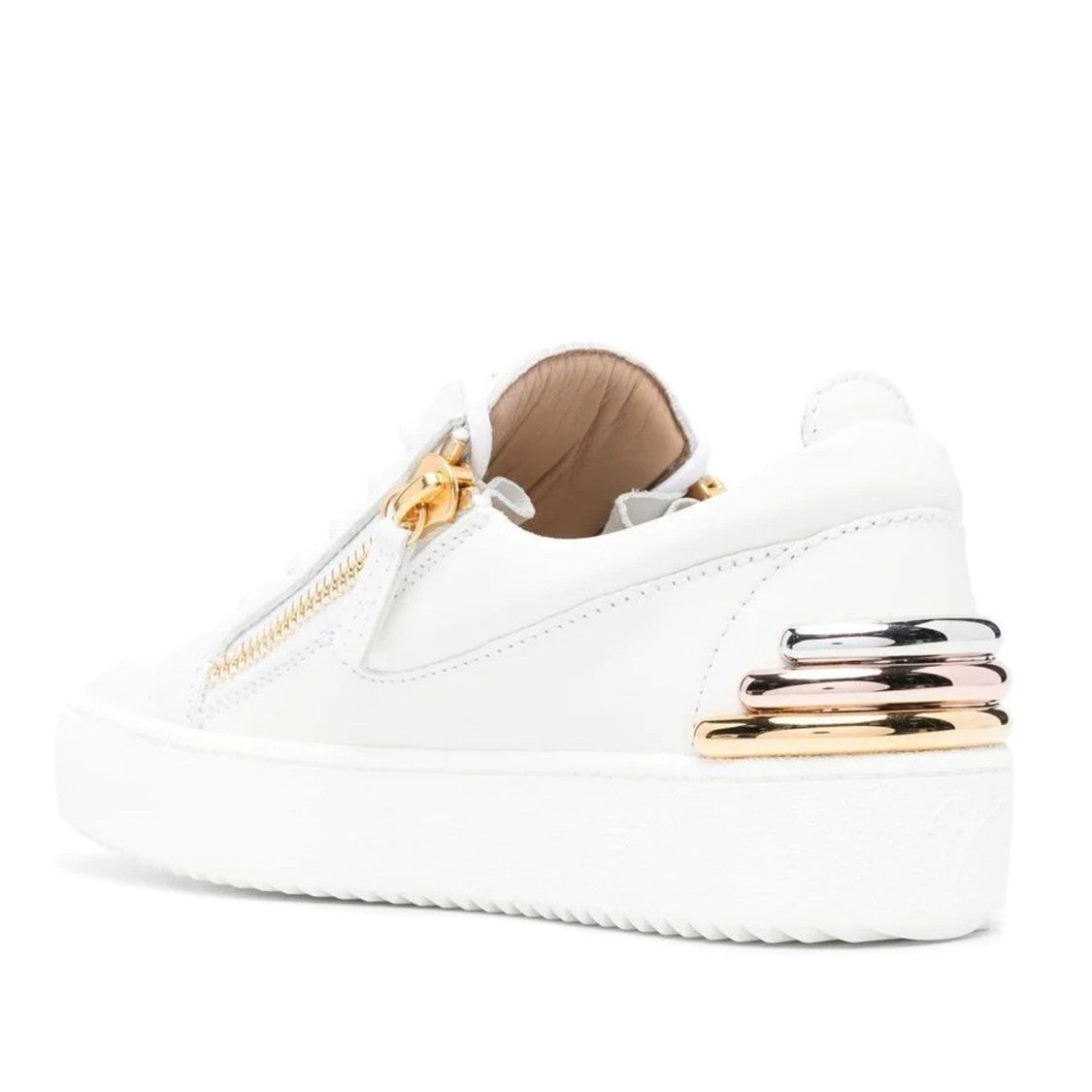 Giuseppe Zanotti Black Side Zippers Metallic Accents Leather Sneakers