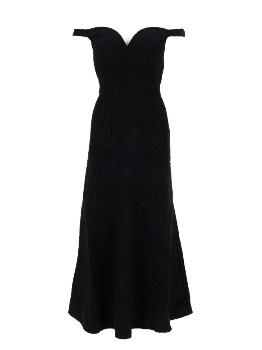 Self-Portrait Boucle Textured Off-The-Shoulder Midi Dress