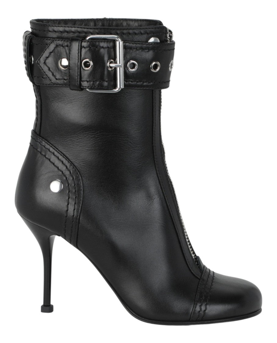 Alexander Mcqueen Buckle Detailed Ankle Boots