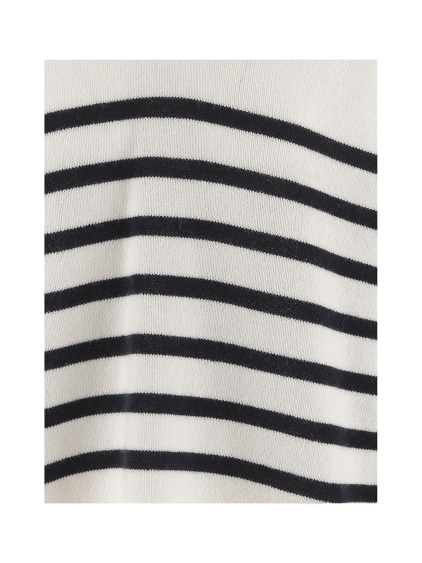Allude Navy Striped Wool-Blend Hoodie