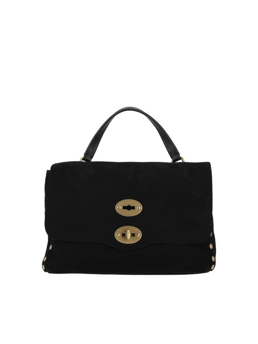 Zanellato Srl Black Postina Jones Nubuck Leather Handbag