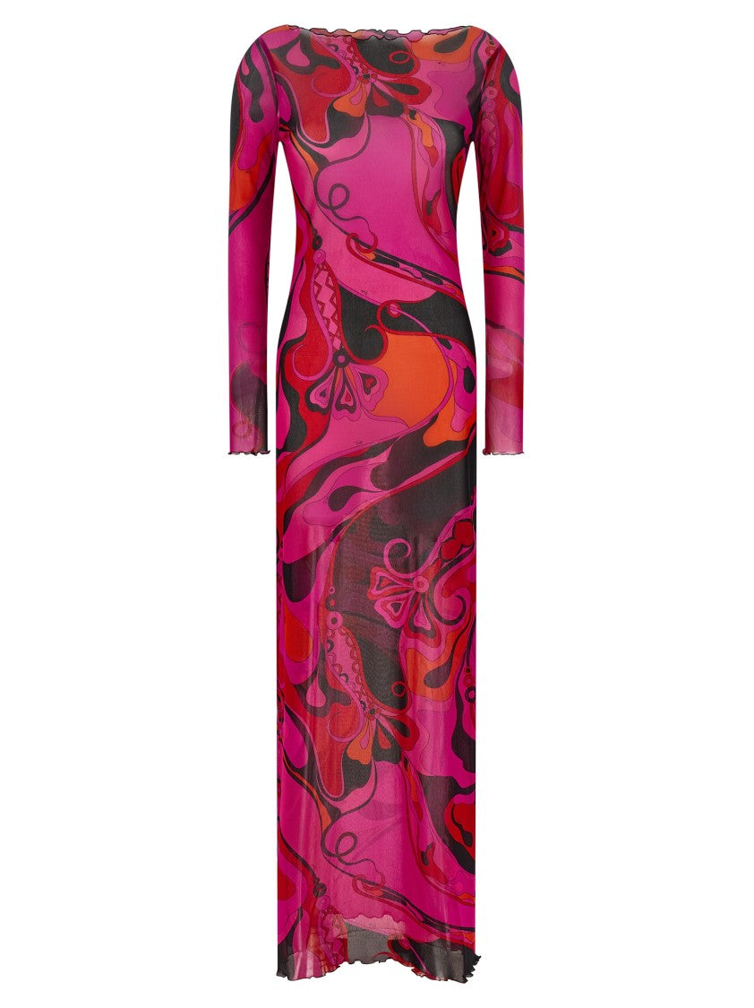 Emilio Pucci 'Orchidee' Print Stretch Tulle Dress