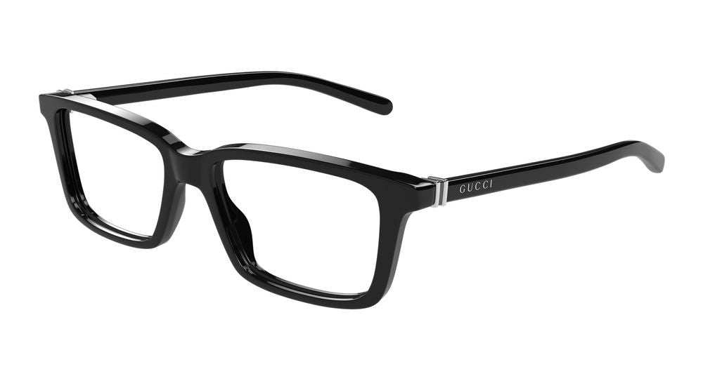 Gucci Black Glossy Acetate Oversized Square Eyeglasses