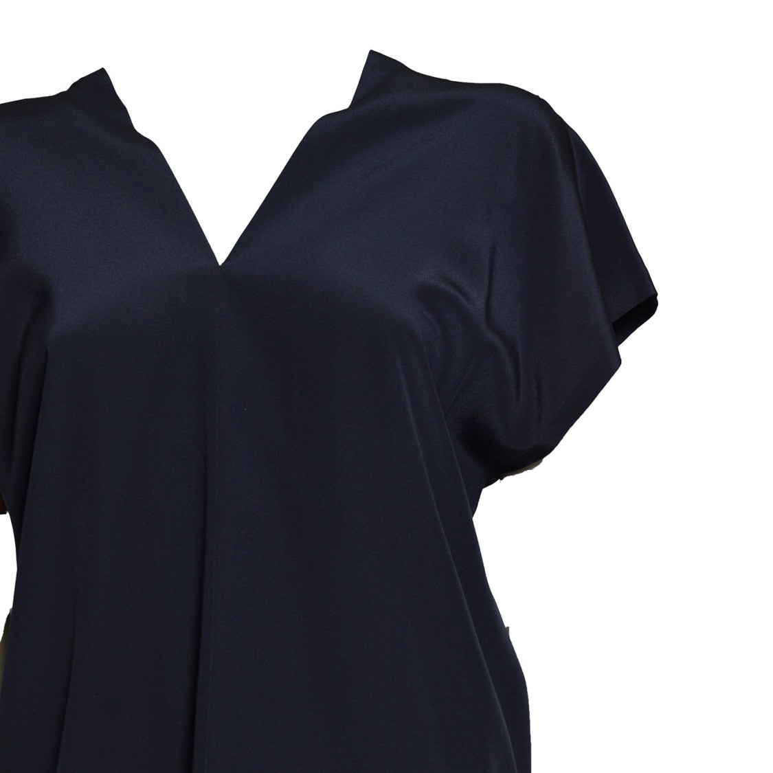 Aspesi Navy Blue Silk Crêpe Top