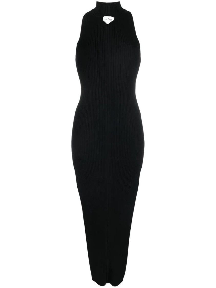 Courrèges Rib Knit Diamond Neck Dress