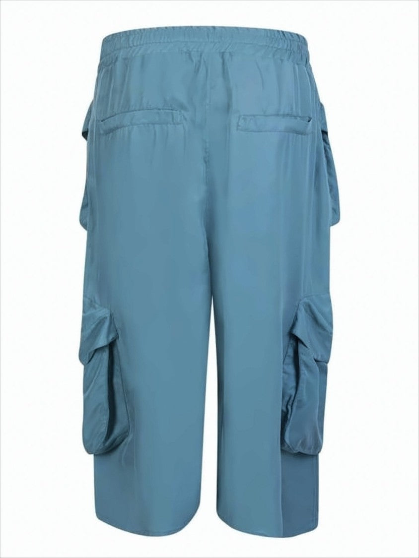 Sunnei Relaxed Fit Blue Shorts With Flap Pockets