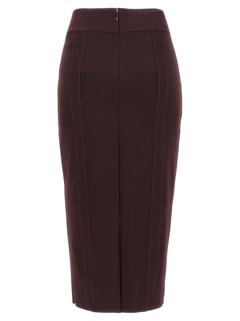 Elisabetta Franchi Corsetry-Inspired Midi Skirt With Zigzag Stitching