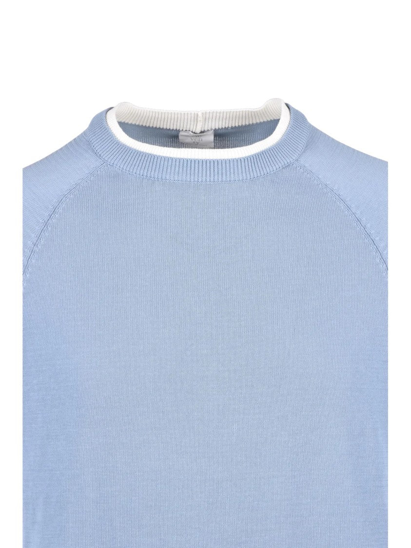 Eleventy Light Blue Men Cotton Crew Neck Top