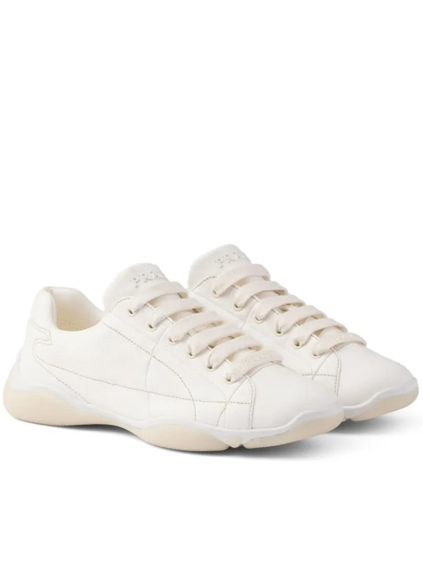 Prada White Spin Nappa Leather Sneakers