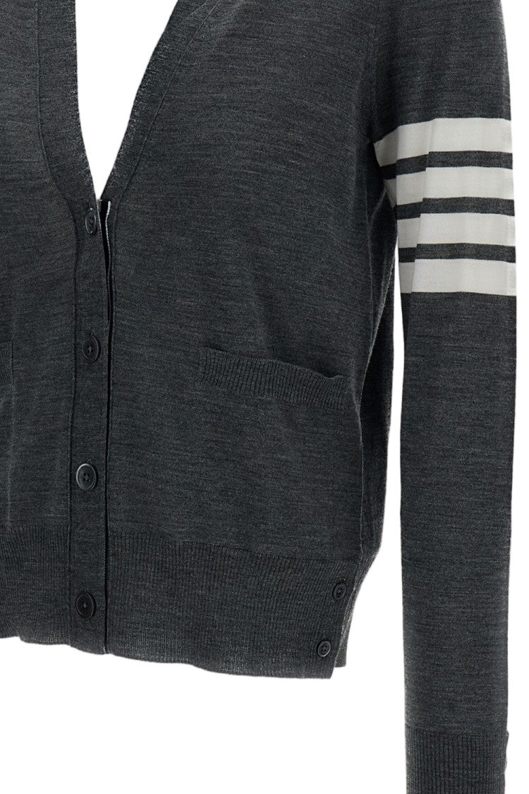 Thom Browne V-Neck Cardigan With 4-Bar Stripe Detailing