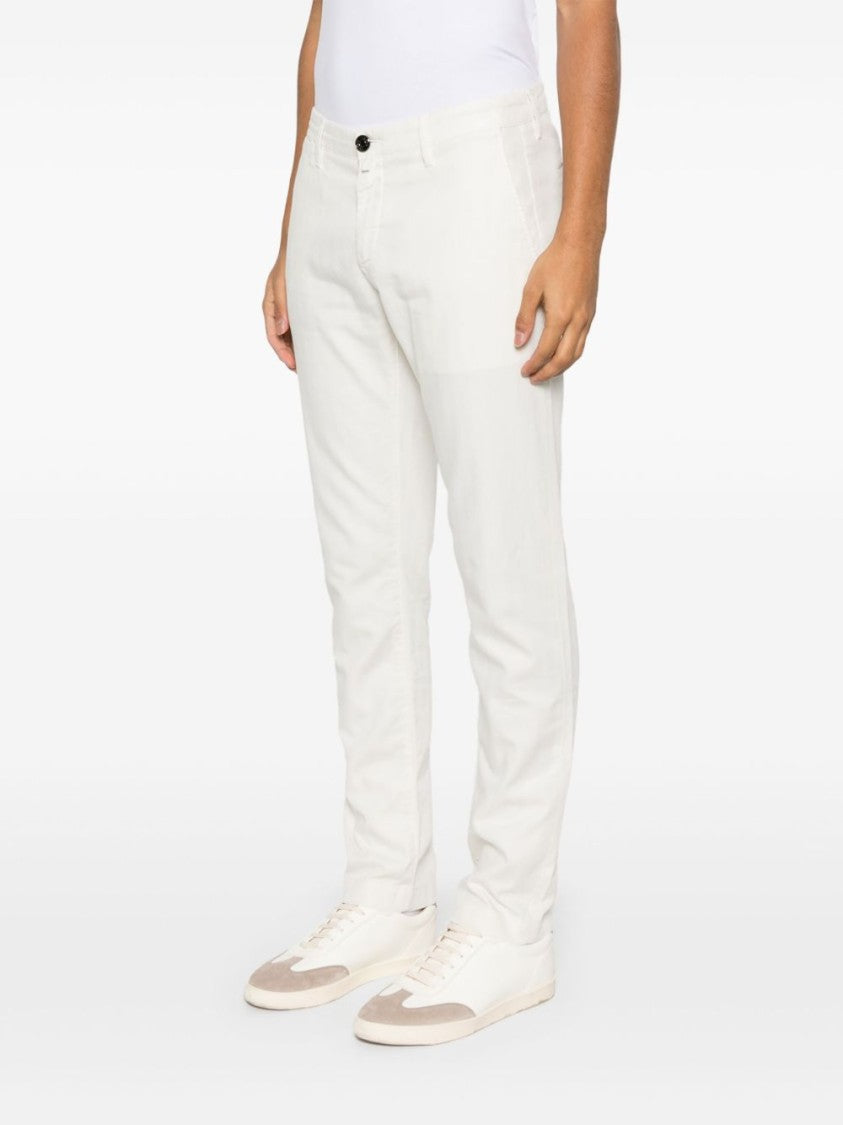 Jacob Cohen White Jeans With Concealed Fly And Versatile Pockets