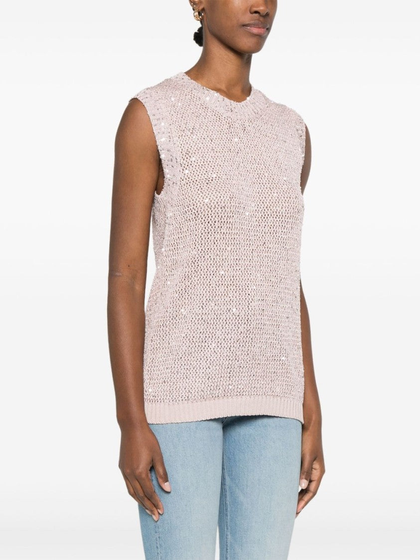 Golden Goose Delicate Knit Sleeveless Top With Subtle Shimmer