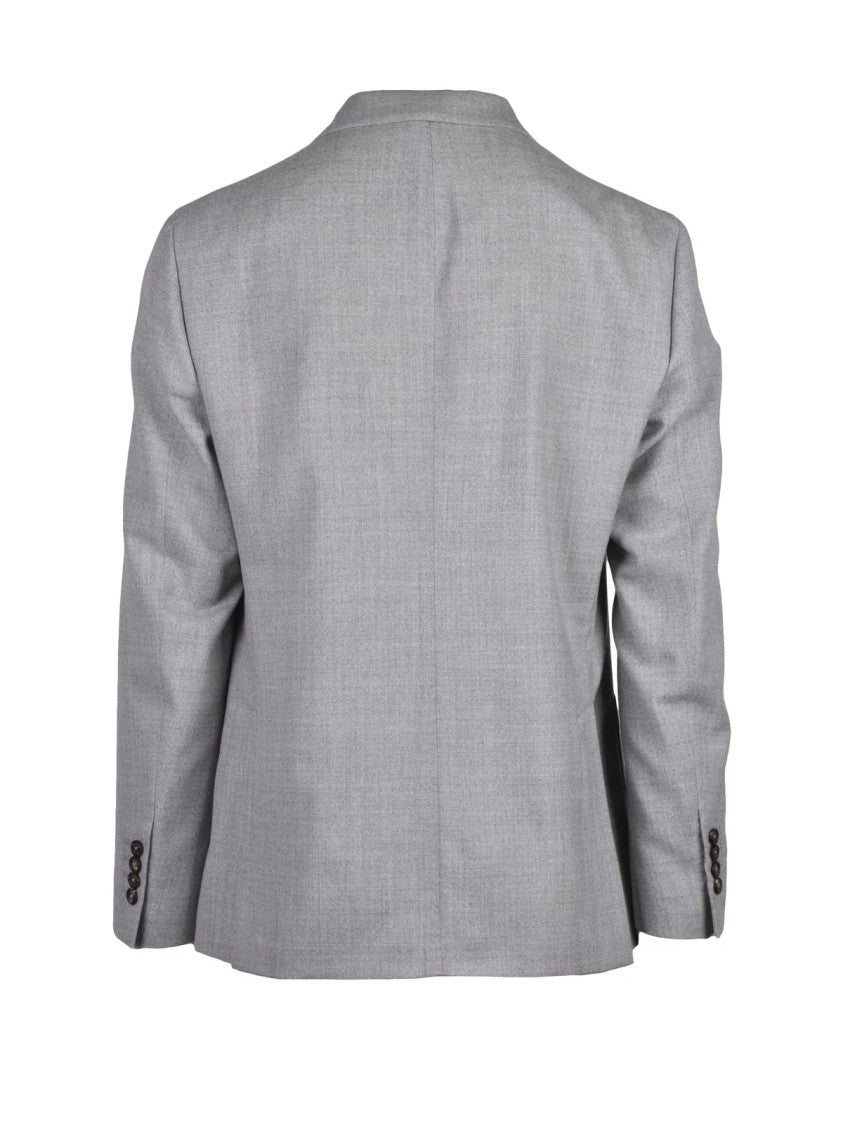 Eleventy Light Grey Double-Breasted Structured Wool Suit
