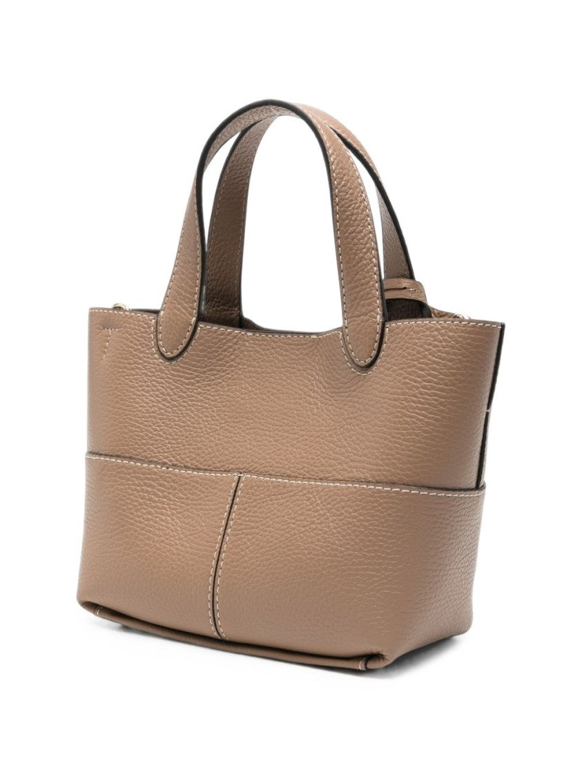 Furla Pebbled Leather Gold Accent Structured Tote Bag