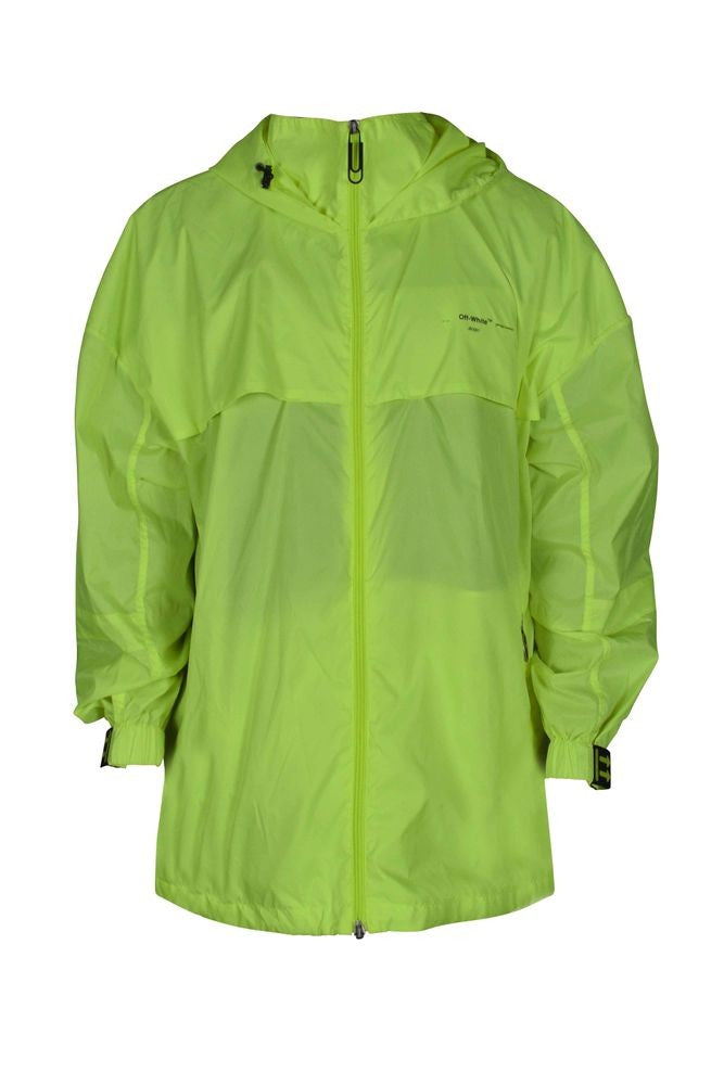 Off-White Fluorescent Yellow Windbreaker With Zippered Pockets