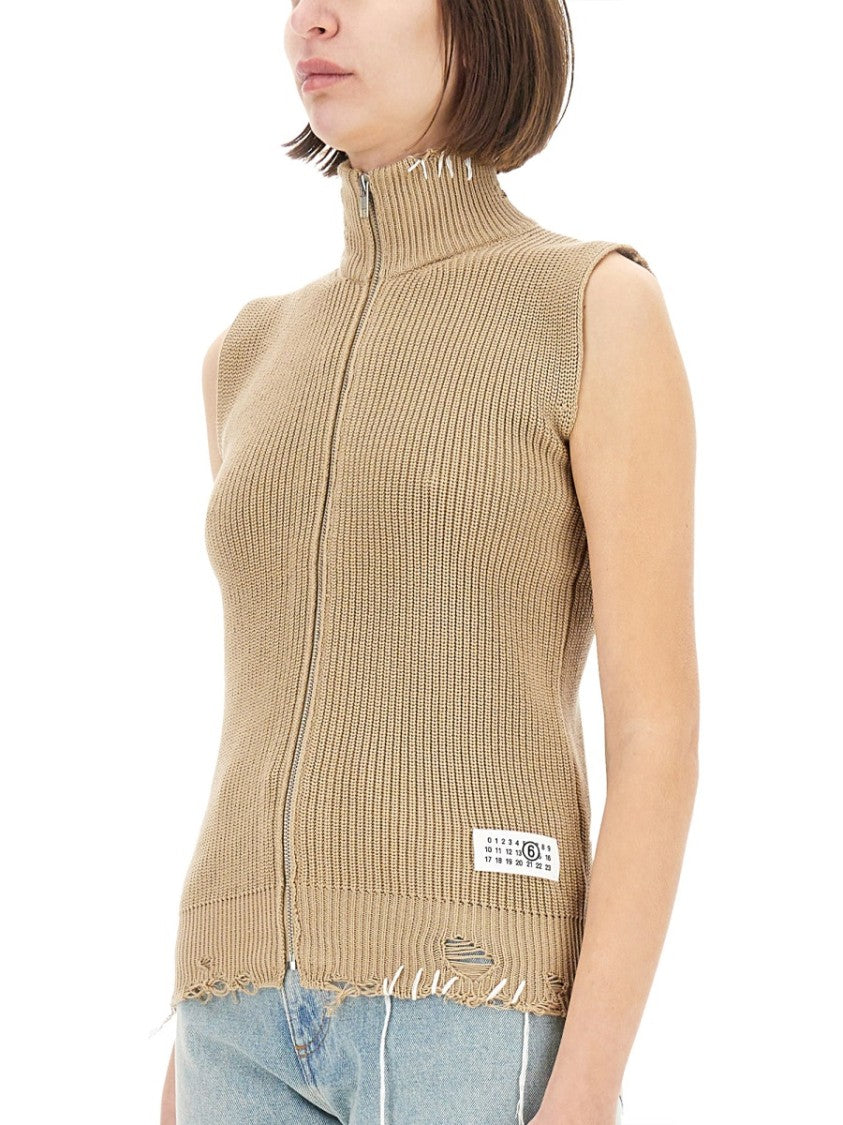 Mm6 By Maison Margiela High Collar Knitted Vest