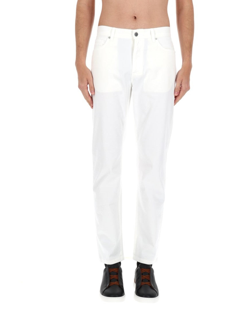 Zegna White Roccia Slim Fit Tailored Jeans