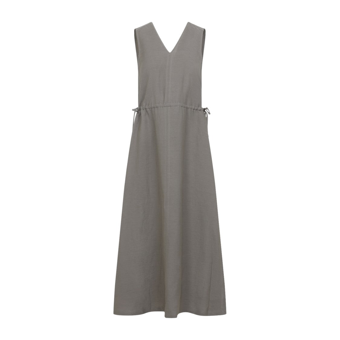Peserico Sleeveless Brown Linen Blend Maxi Dress