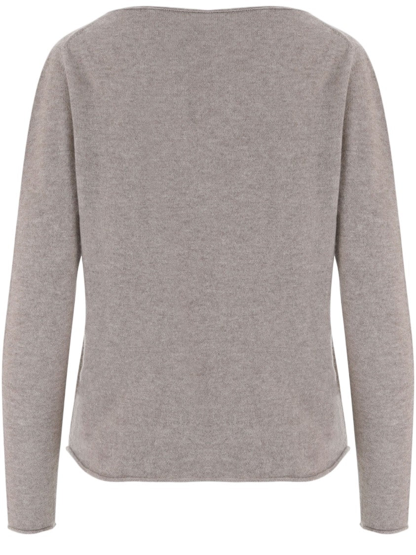 Allude Soft Cashmere Sweater With Round Neckline And Long Sleeves