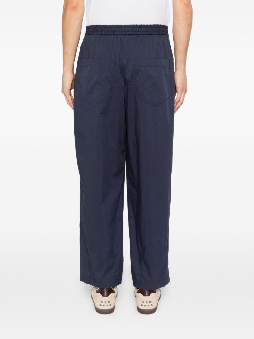 Pt Torino Pleated Navy Blue Pants With Drawstring Fastening And Relaxed Fit