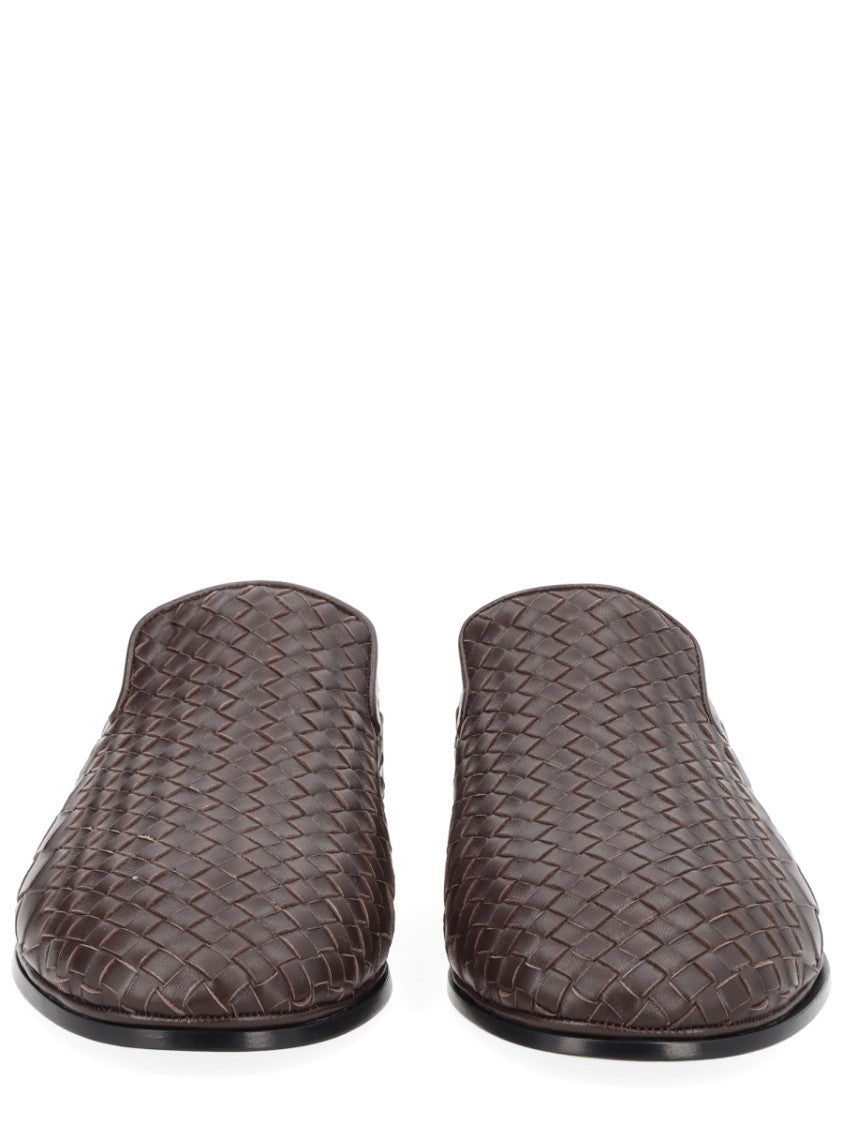 Bottega Veneta Sunday Pointed-Toe Woven Leather Slippers