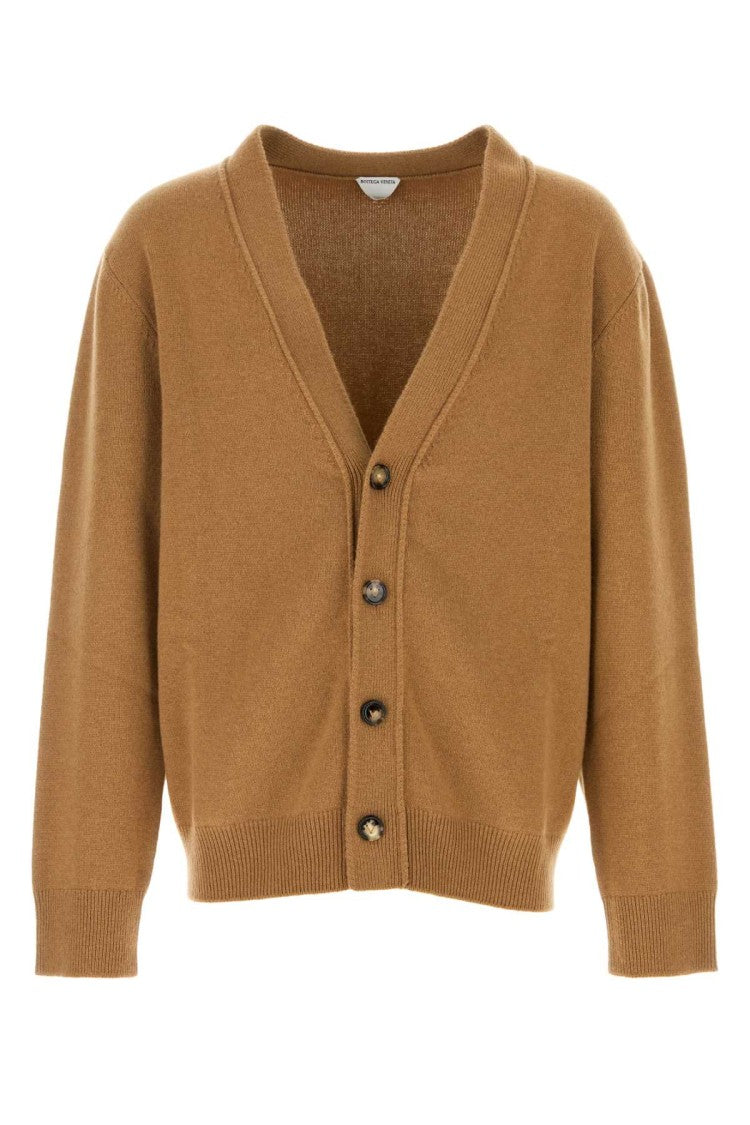 Bottega Veneta Camel Stretch Cashmere Blend Cardigan