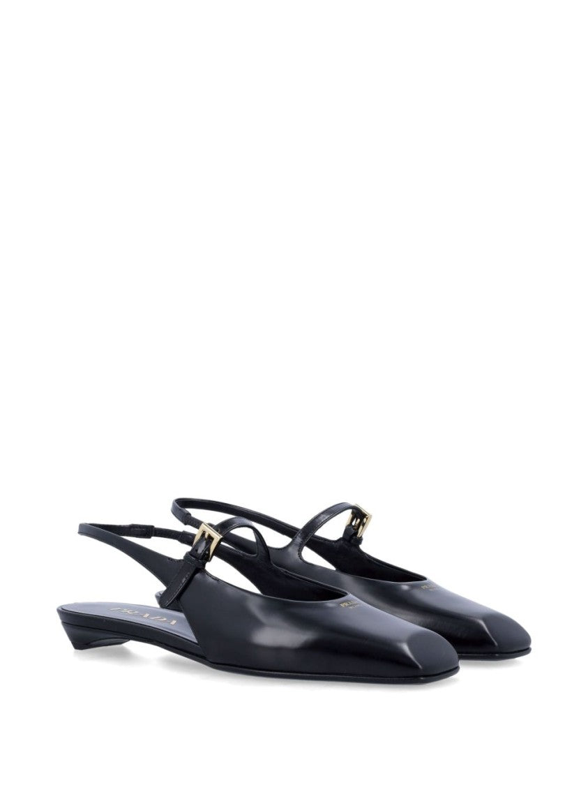 Prada Pointed Toe Flat Shoes With Slingback Strap