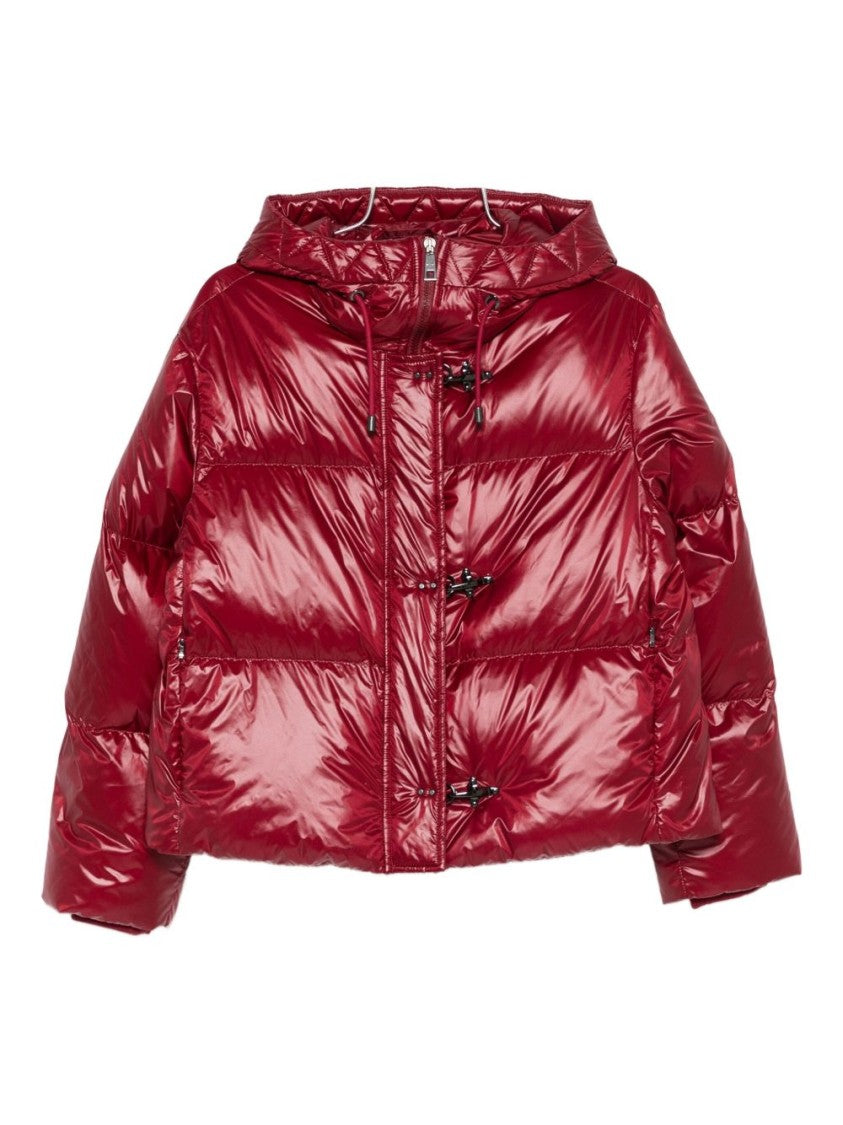 Fay Cropped Red Puffer Jacket With Hood