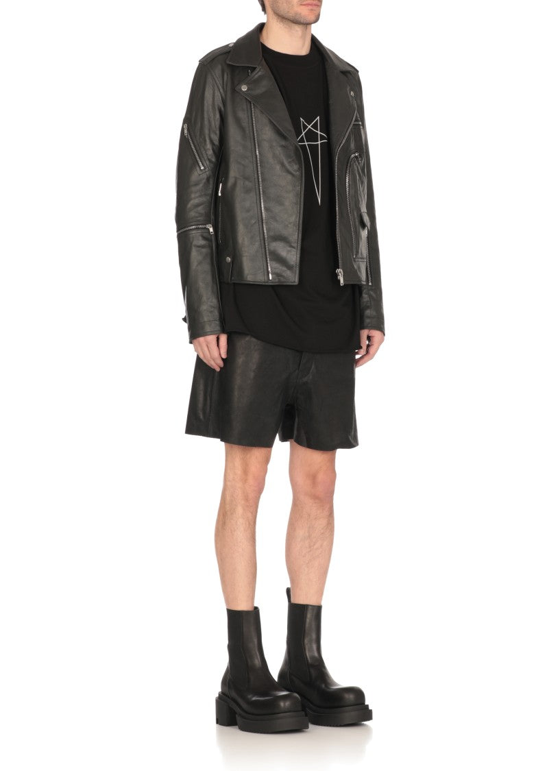 Rick Owens Black Leather Jacket