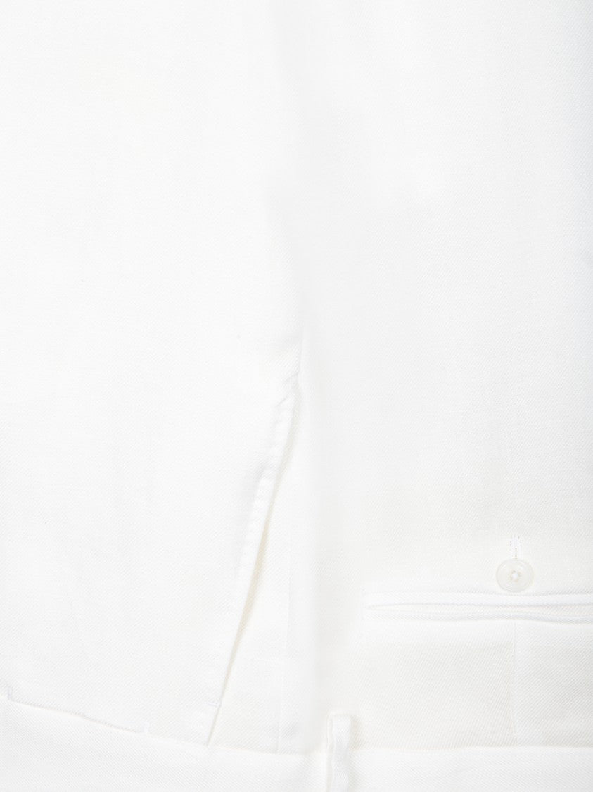 Tagliatore Tailored White Linen Suit With Two-Button Jacket