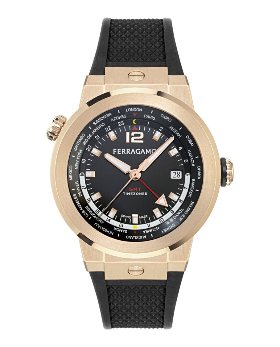 Ferragamo F-80 Gmt Worldtime Silicone Watch