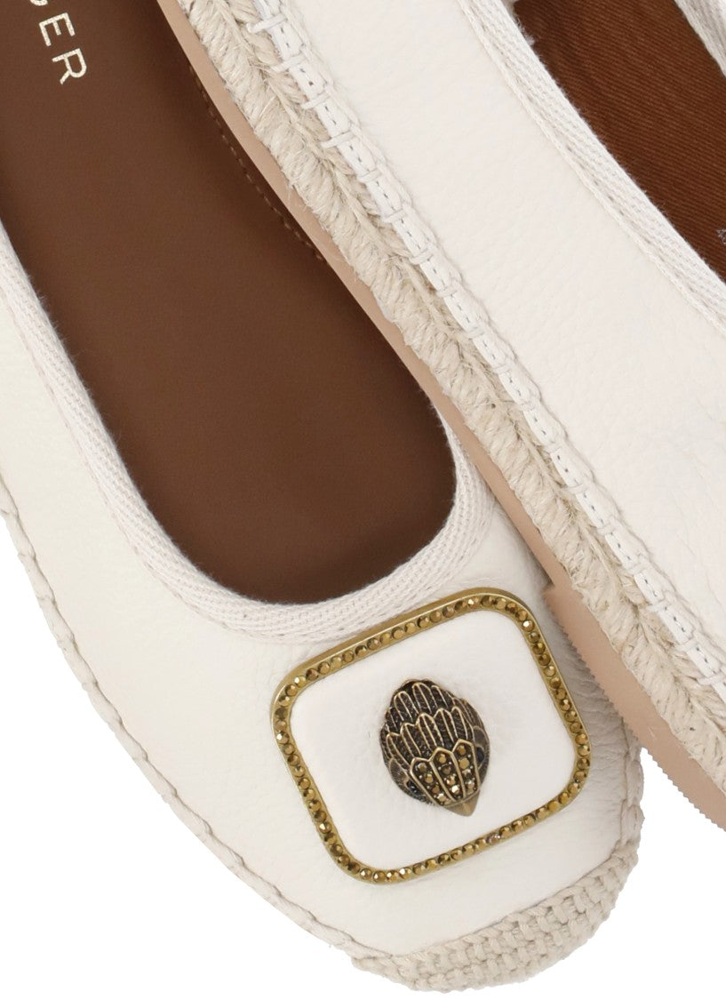 Kurt Geiger Ivory Pimlico Tie Leather Flats