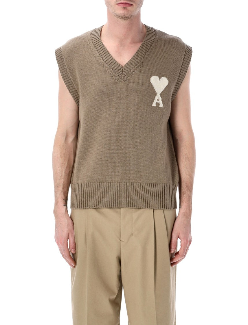 Ami Paris Ami De Coeur V Neck Knit Gilet