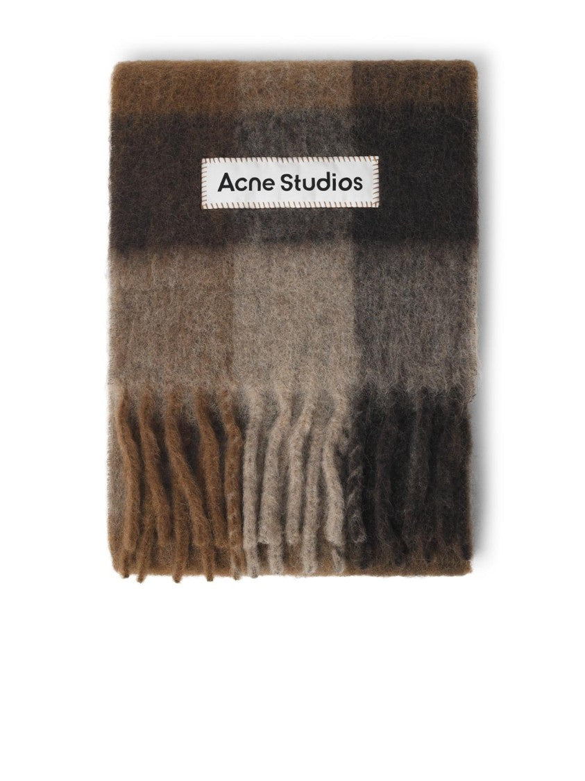 Acne Studios Multicolor Check Fringed Alpaca-Blend Scarf