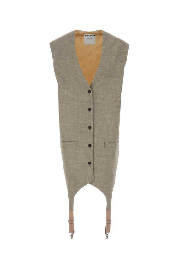 Moschino Two-Tone Wool And Satin Oversize Vest
