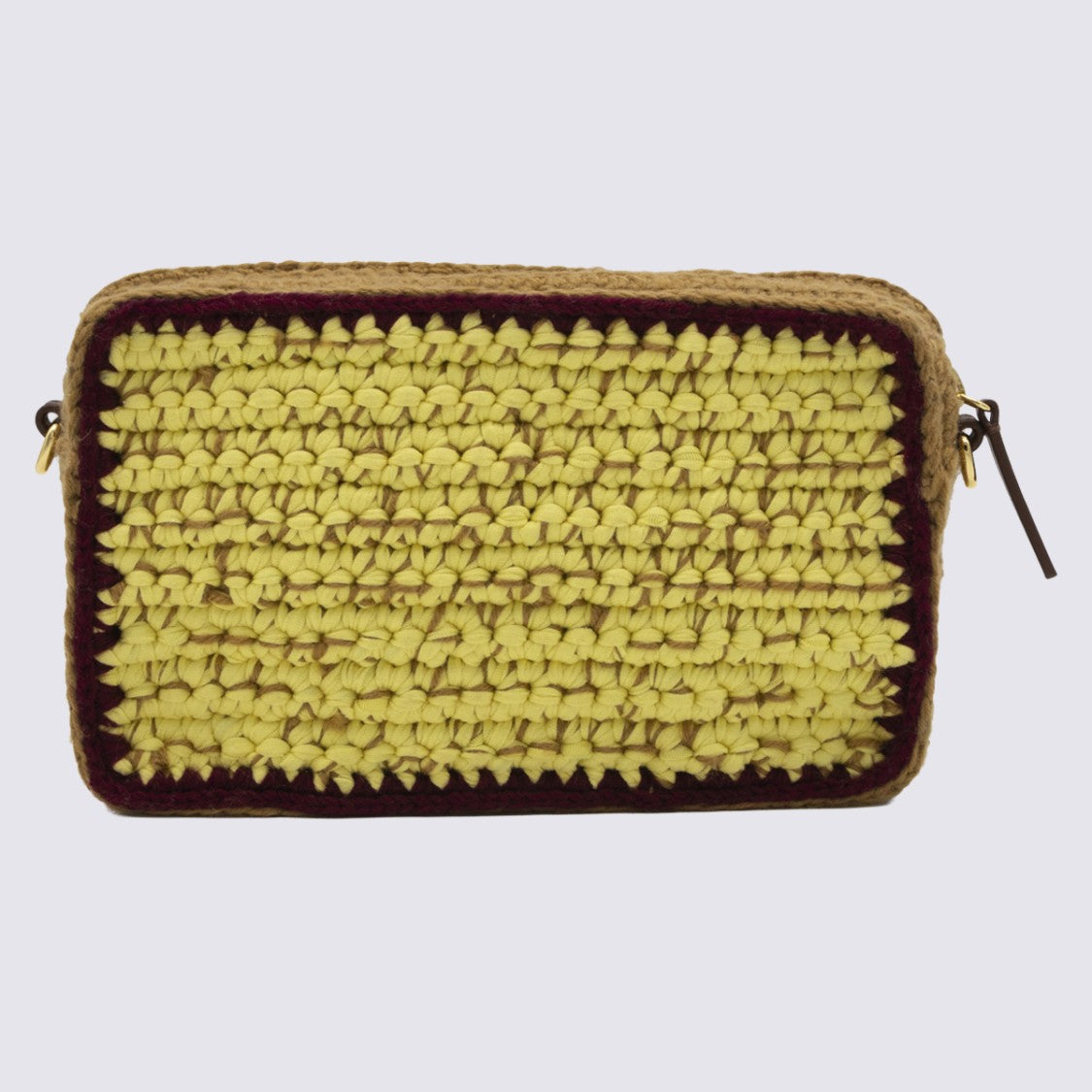 Marni Rectangular Woven Bag With Textured Yellow Front Panel