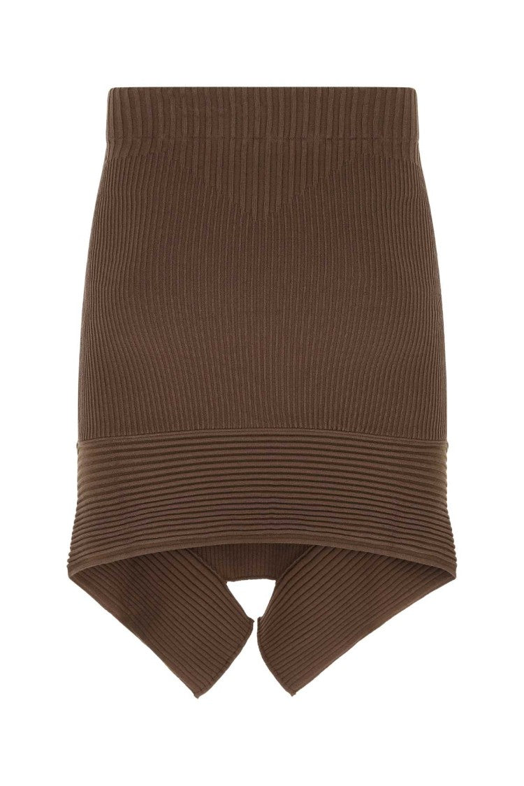 Andreâdamo Brown Stretch Viscose Blend Skirt
