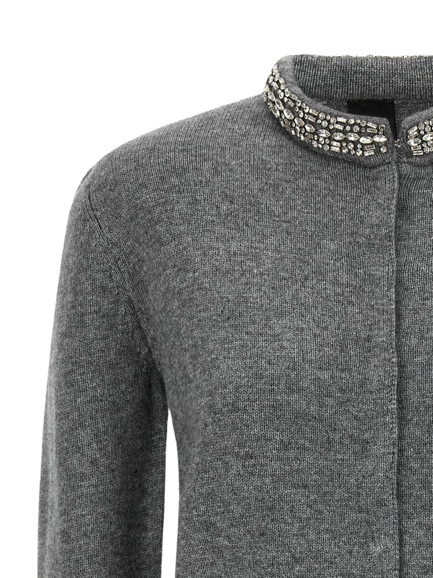 Pinko Colonia Jewel Collar Wool-Blend Cardigan