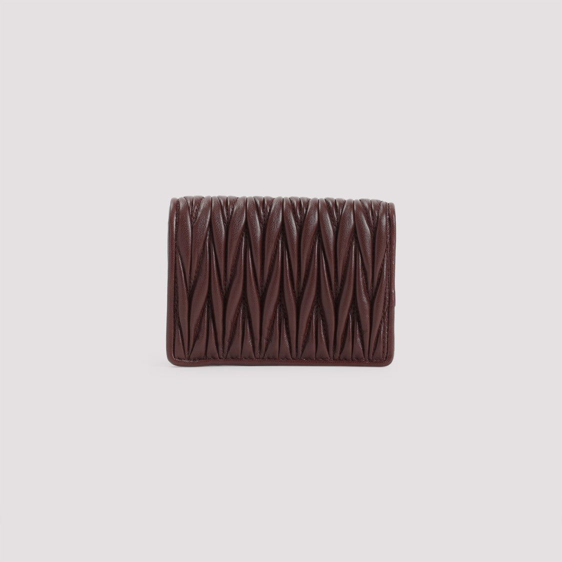 Miu Miu Quilted Red Lamb Leather Wallet With Metallic Logo
