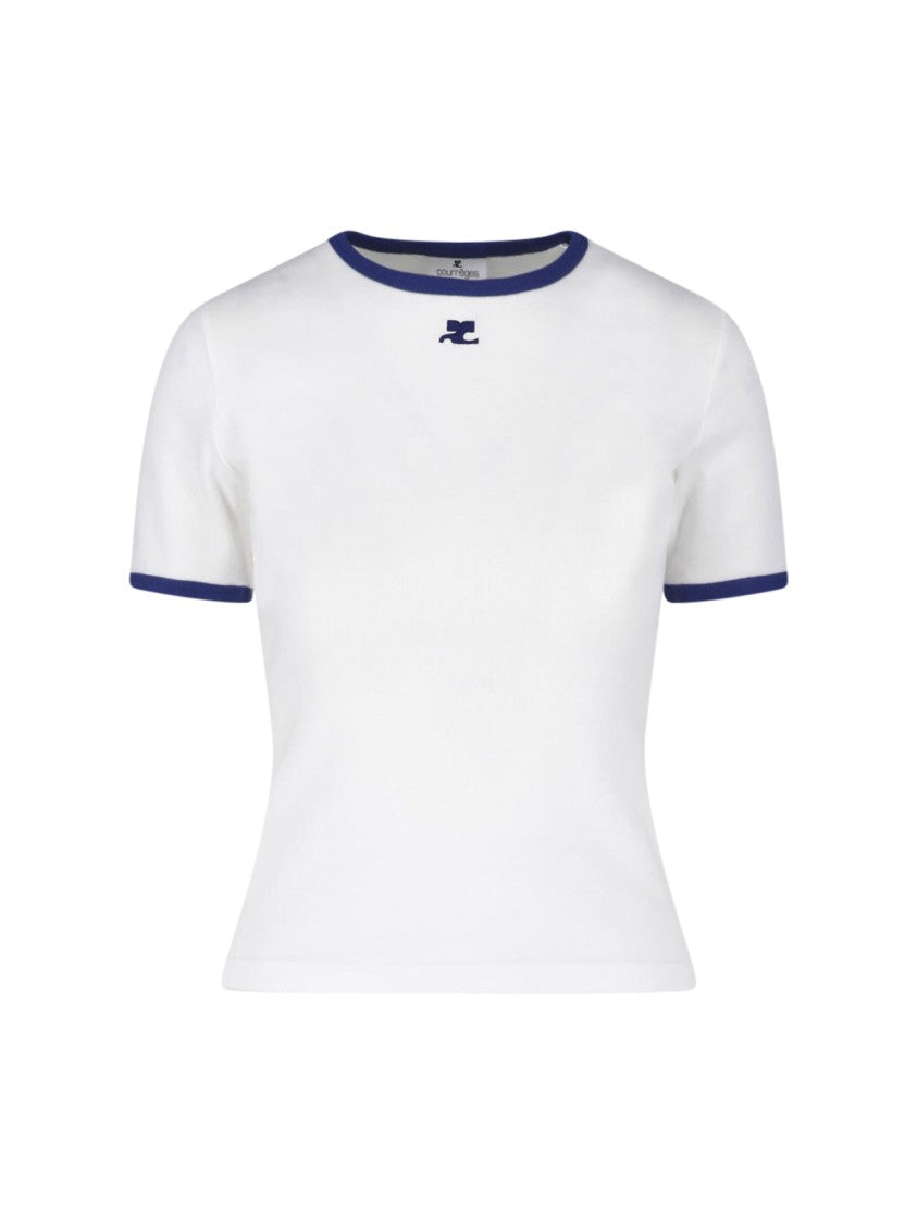 Courrèges White Signature Contrast Trim T-Shirt