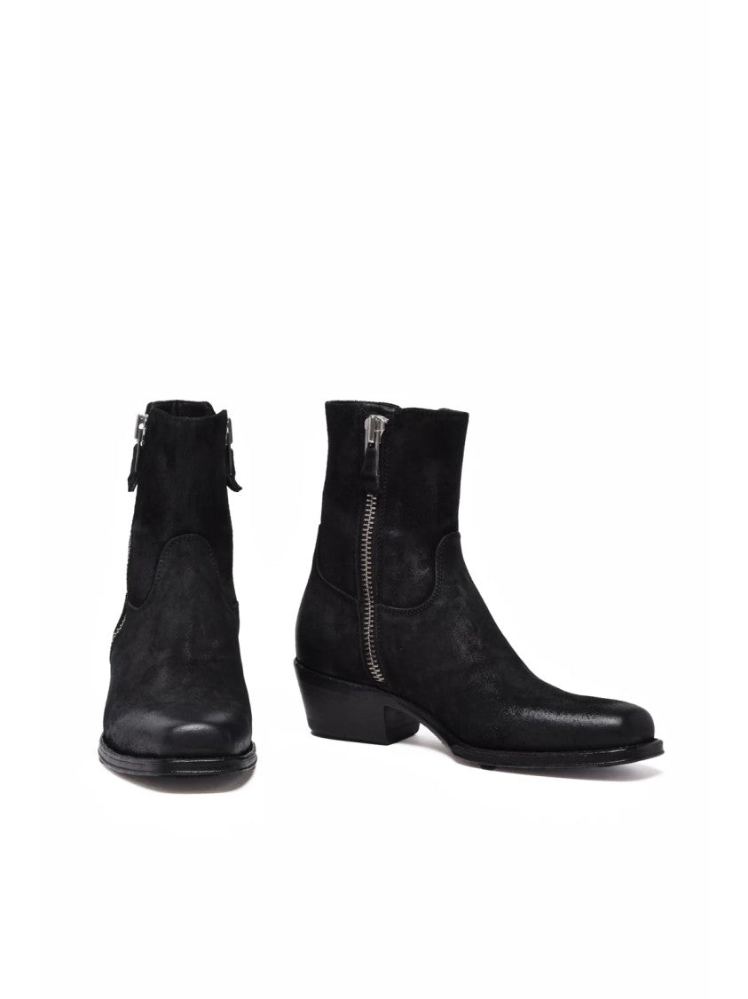 Damy Black Suede Zip Ankle Boots