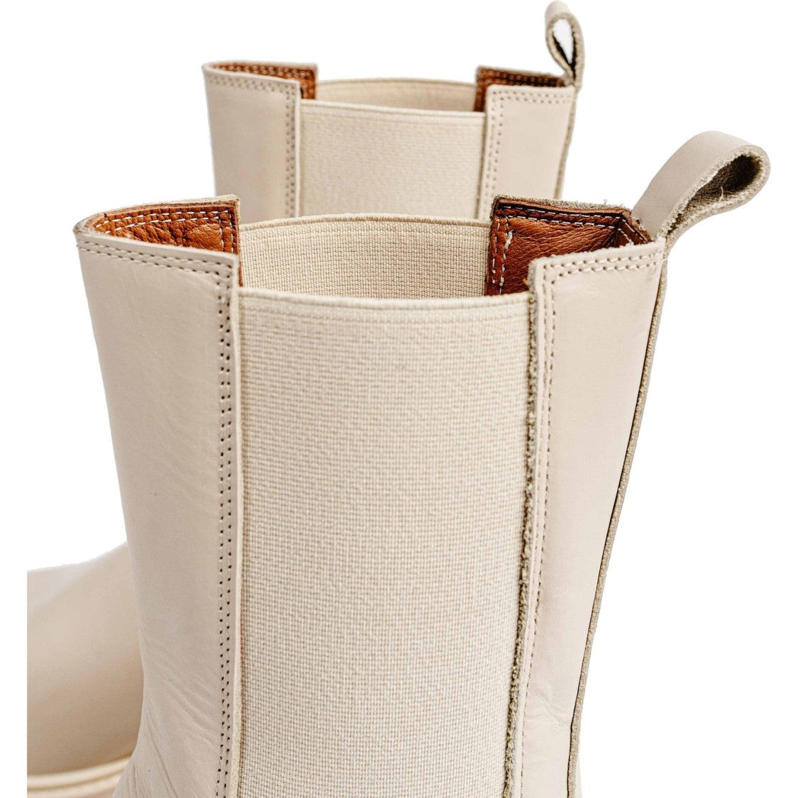 Vamsko Molly Beige High Chunky Sole Leather Boots