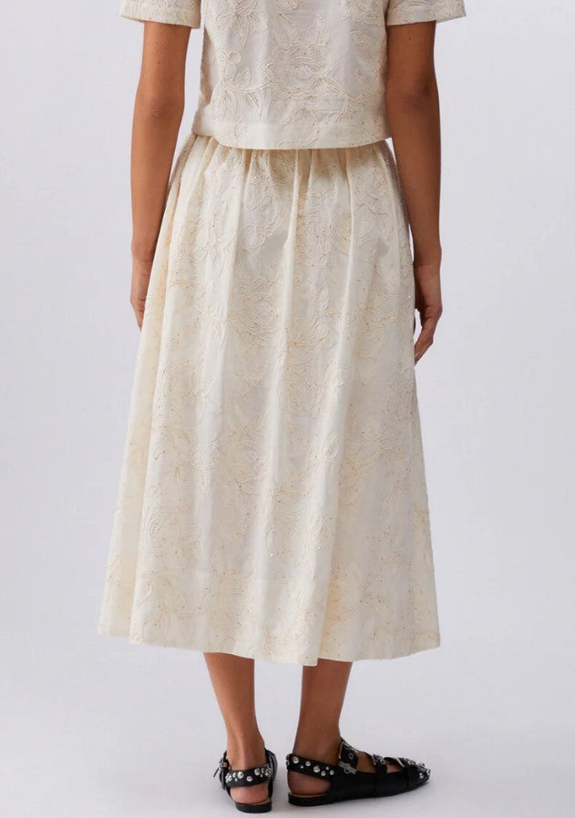 Liu Jo Wide Silhouette Midi Skirt With Floral Embroidery
