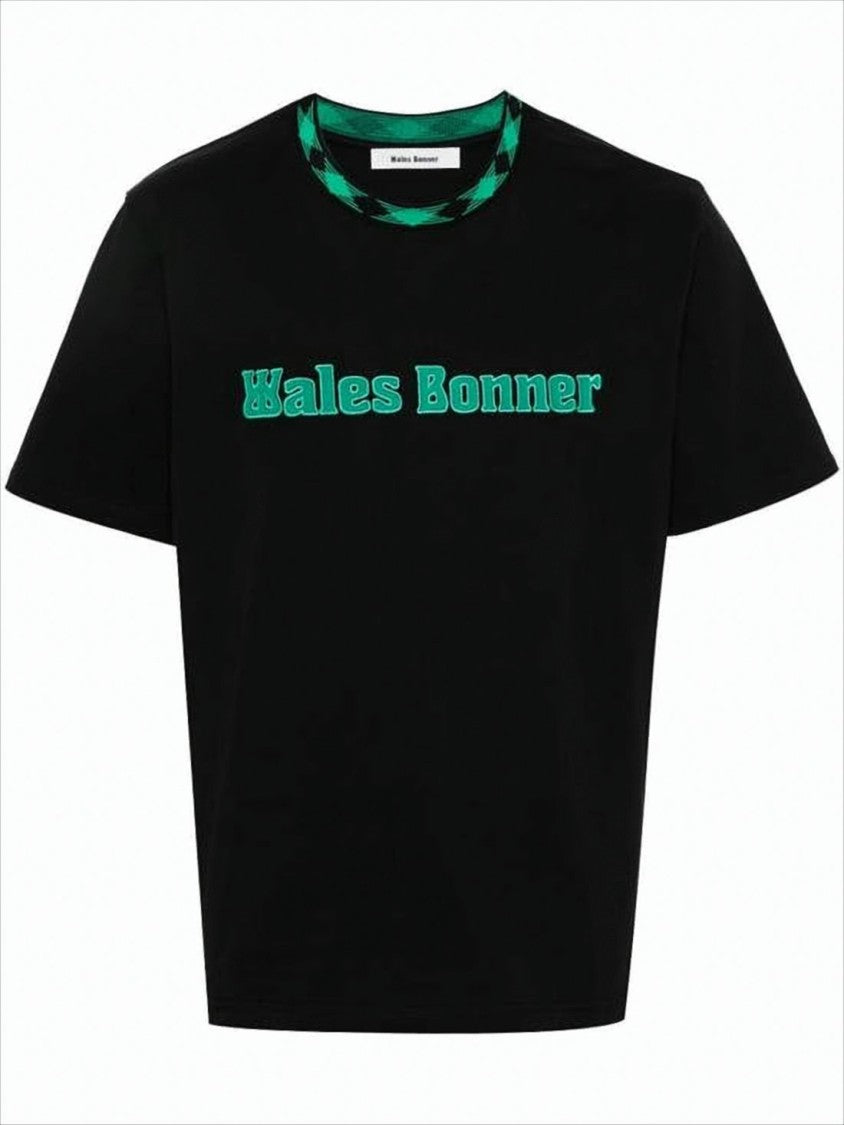 Wales Bonner Relaxed-Fit Black T-Shirt With Bold Green Logo