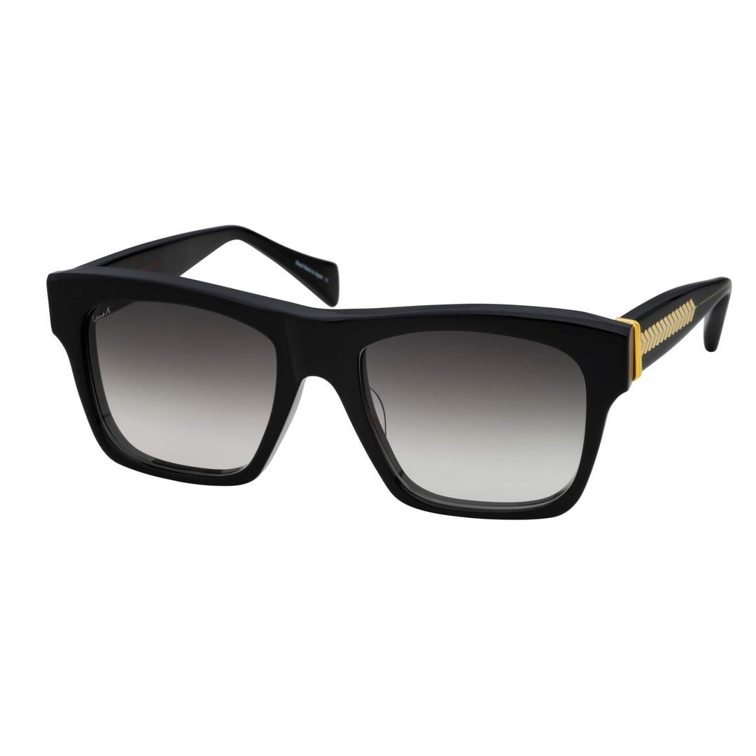 Eque M. Safari Rider Oversized Square Frame Sunglasses With Gold Zigzag Accents