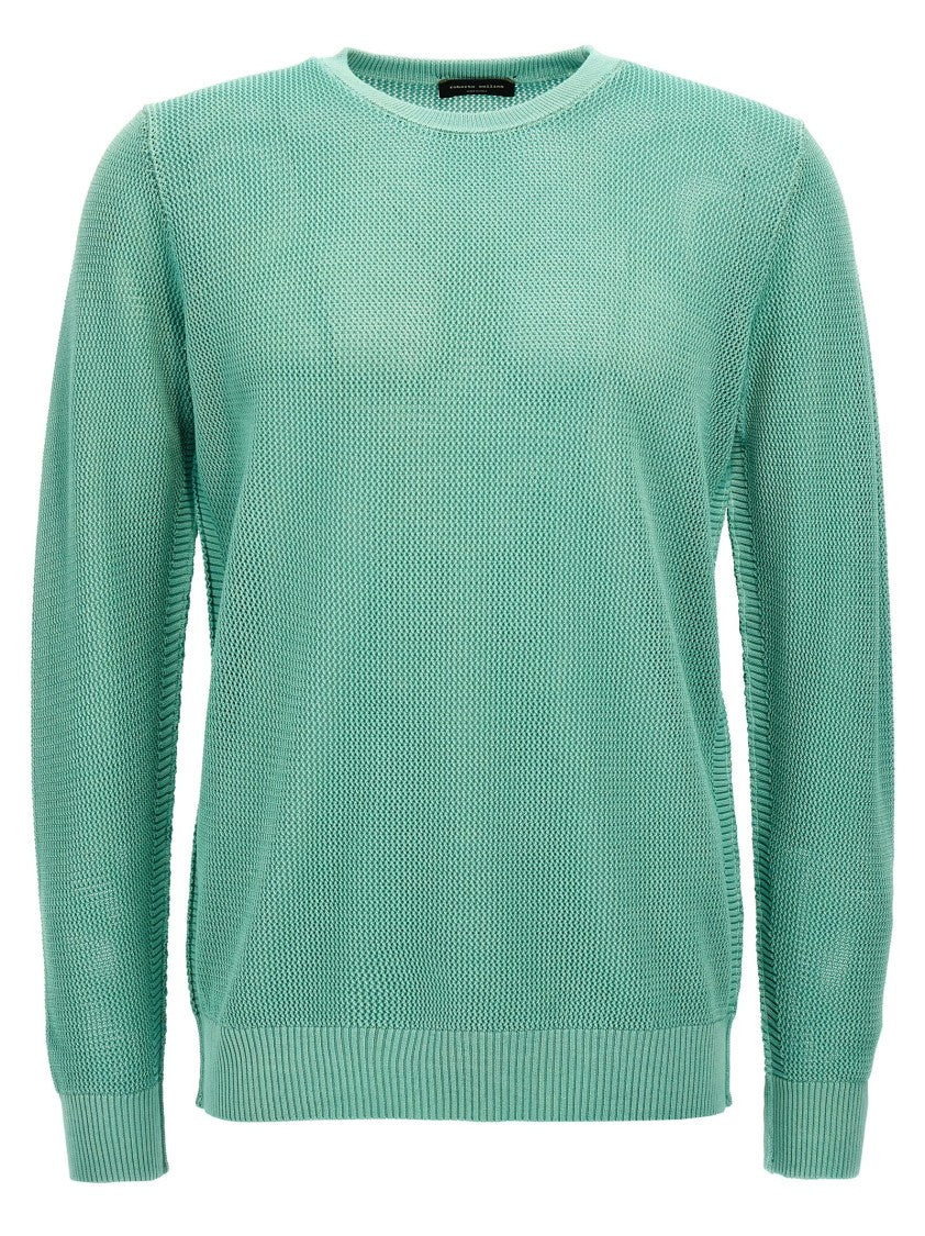 Roberto Collina Mesh Effect Knitted Cotton Sweater
