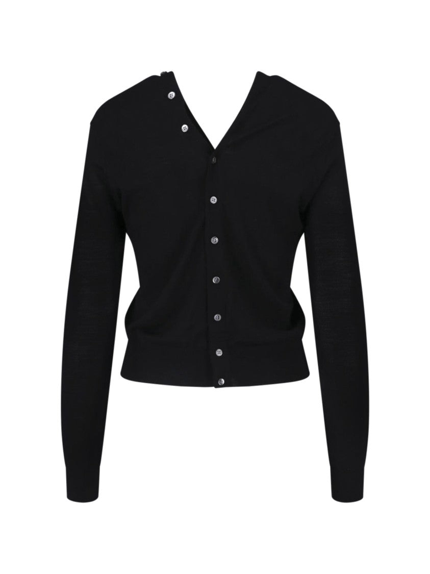 Alexander Wang Luxurious Black Wool Cardigan With V-Neckline And Button Closure