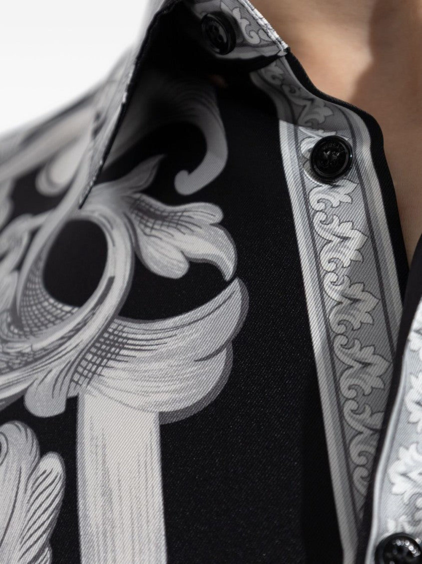 Versace Silk Baroque Patterned Shirt With Classic Collar