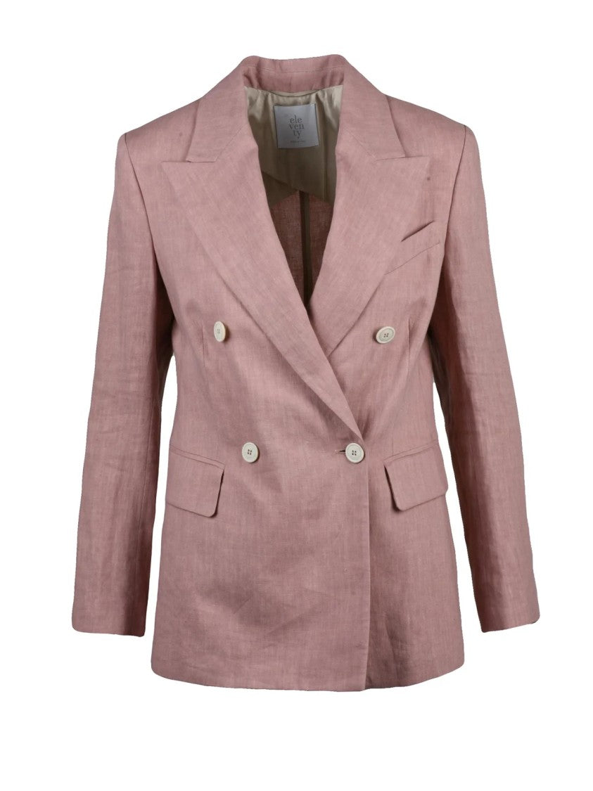 Eleventy Pink Double-Breasted Linen Jacket