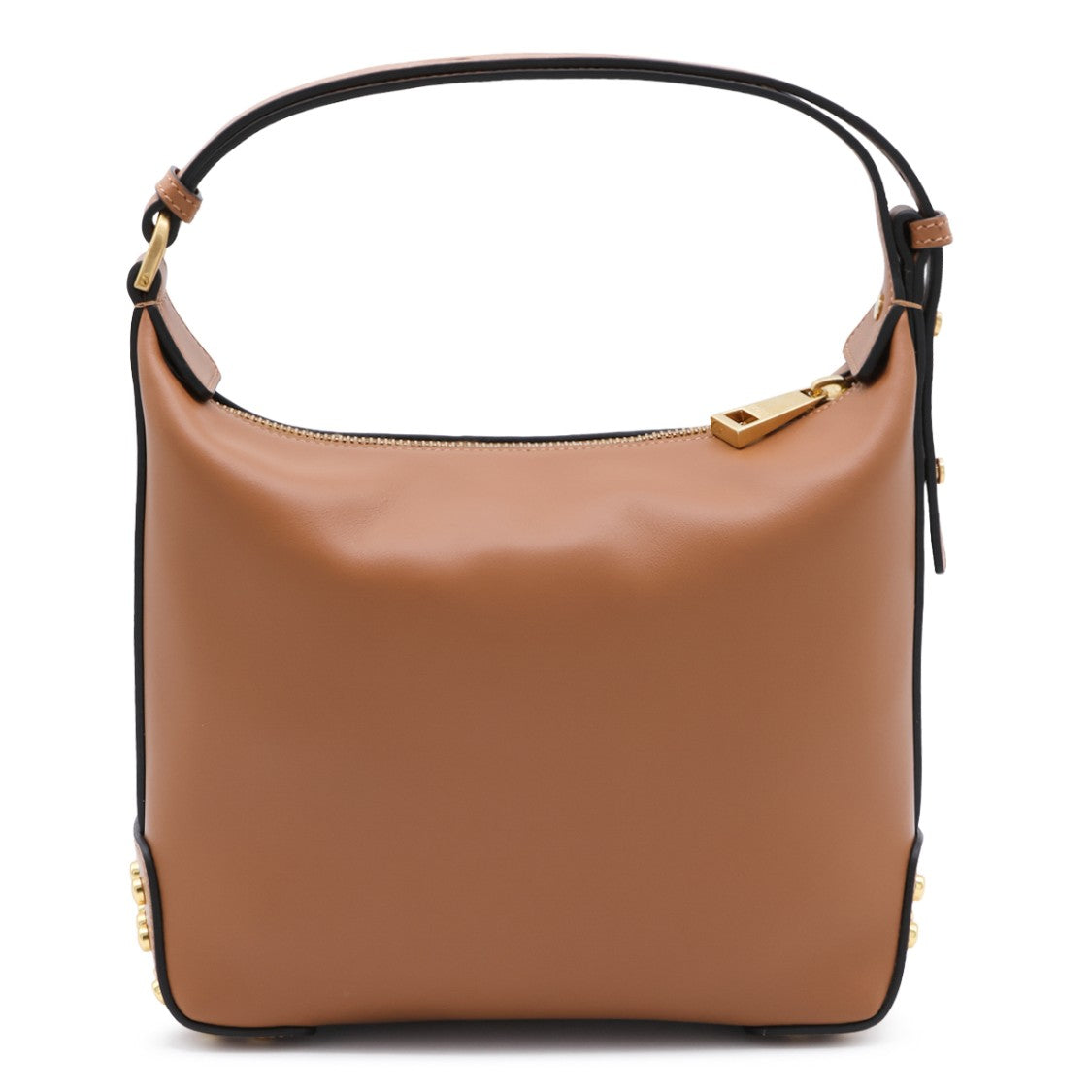 Tod's Structured Brown Handbag With Gold-Tone Accents